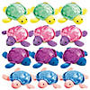 5 1/4" Assorted Bright Colors Stuffed Sea Turtles - 12 Pc. Image 1