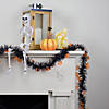 50' Black with Orange Jack O Lanterns Halloween Tinsel Garland - Unlit Image 2