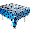 54" x 108"  Blue Graduation Cap Disposable Plastic Tablecloth Kit - 2 Pc. Image 1