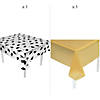 54" x 108" Gold Graduation Cap Disposable Plastic Tablecloth Kit - 2 Pc. Image 1