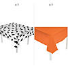54" x 108" Orange Graduation Cap Disposable Plastic Tablecloth Kit - 2 Pc. Image 1