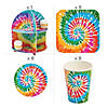 59 Pc. Tie-Dye Swirl Deluxe Disposable Tableware Kit for 8 Guests Image 1