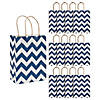 6 1/2" x 9" Medium Blue Chevron Kraft Paper Gift Bags - 12 Pc. Image 1
