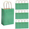 6 1/2" x 9" Medium Botanic Green Kraft Paper Gift Bags - 12 Pc. Image 1