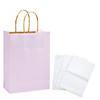 6 1/2" x 9" Medium Lilac Kraft Paper Gift Bags & White Tissue Paper Kit for 12 Image 1