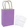 6 1/2" x 9" Medium Purple Kraft Paper Gift Bags & White Tissue Paper Kit for 12 Image 1