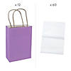 6 1/2" x 9" Medium Purple Kraft Paper Gift Bags & White Tissue Paper Kit for 12 Image 1