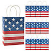 6 1/2" x 9" Medium Traditional American Flag Kraft Paper Gift Bags - 12 Pc. Image 1