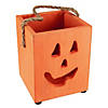6.25" Small Orange Wood Jack O Lantern Halloween Candle Lantern Image 2