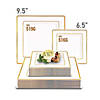6.5" White with Gold Square Edge Rim Plastic Appetizer/Salad Plates (70 Plates) Image 3