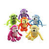 6" Fuzzy Bright Neon Stuffed Happy Monkeys - 12 Pc. Image 1