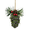 6" Green Felt Pine Cone with Berries Christmas Ornament Image 1