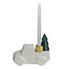 6 White Ceramic Truck with Christmas Tree Taper Candlestick Holder Image 1