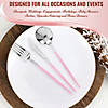 60 Pc. Silver with Pink Handle Moderno Disposable Plastic Cutlery Set - Spoons, Forks and Knives (60 Guests) Image 3
