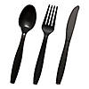 600 Pc. Black Disposable Plastic Cutlery Set - Spoons, Forks and Knives (200 Guests) Image 1