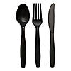 600 Pc. Black Disposable Plastic Cutlery Set - Spoons, Forks and Knives (200 Guests) Image 1