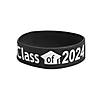 7 1/2" Graduation Class of 2024 Black Big Band Rubber Bracelets - 12 Pc. Image 1