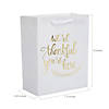 7 1/2" x 3 1/4" x 9" Bulk 48 Pc. Thankful You're Here White with Gold Kraft Gift Bags Image 1