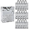 7 1/2" x 9" Medium Silver Marble Paper Gift Bags - 12 Pc. Image 1