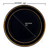 7.5" Black with Gold Edge Rim Plastic Appetizer/Salad Plates (100 Plates) Image 2