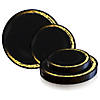 7.5" Black with Gold Moonlight Round Disposable Plastic Appetizer/Salad Plates (70 Plates) Image 3