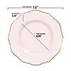 7.5" Pink with Gold Rim Round Blossom Disposable Plastic Appetizer/Salad Plates (120 Plates) Image 2