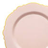 7.5" Pink with Gold Rim Round Blossom Disposable Plastic Appetizer/Salad Plates (90 Plates) Image 1