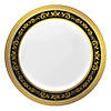 7.5" White with Black and Gold Royal Rim Plastic Appetizer/Salad Plates (80 Plates) Image 1