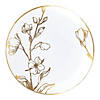 7.5" White with Gold Antique Floral Round Disposable Plastic Appetizer/Salad Plates (70 Plates) Image 1