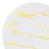 7.5" White with Gold Marble Stroke Round Disposable Plastic Appetizer/Salad Plates (70 Plates) Image 1
