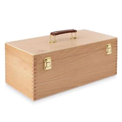 7 Elements Large Wooden Artist Tool Box, Portable Brush Storage Box Organizer with Drawer Image 1