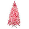 7' Pre-Lit Medium Flocked Pink Artificial Christmas Tree - Clear Lights Image 1