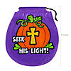 7" x 8 1/2" Bulk 72 Pc. Plastic Christian Pumpkin Drawstring Goody Bags Image 1