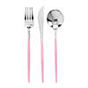 720 Pc. Silver with Pink Handle Moderno Disposable Plastic Cutlery Set - Spoons, Forks and Knives (240 Guests) Image 1