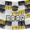 78" Graduation Black, Gold & Silver Fringe Plastic Backdrop with Cutouts Image 1