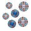 8" &#8211; 12" Colorful Fiesta Hanging Fan Decorations - 6 Pc. Image 1
