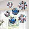 8" &#8211; 12" Colorful Fiesta Hanging Fan Decorations - 6 Pc. Image 2