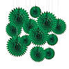 8" - 16" Green Tissue Hanging Paper Fans - 12 Pc. Image 1