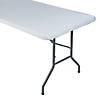 8 Ft. White Fitted Rectangle Disposable Plastic Tablecloth Image 1