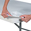8 Ft. White Fitted Rectangle Disposable Plastic Tablecloth Image 1