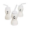 8 oz. Molded Ghost Reusable BPA-Free Plastic Cups with Lids & Straws - 12 Ct. Image 1