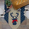 80" Blue and Brown Burlap and Plaid Reindeer Christmas Table Runner Image 1
