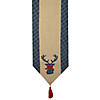 80" Blue and Brown Burlap and Plaid Reindeer Christmas Table Runner Image 2