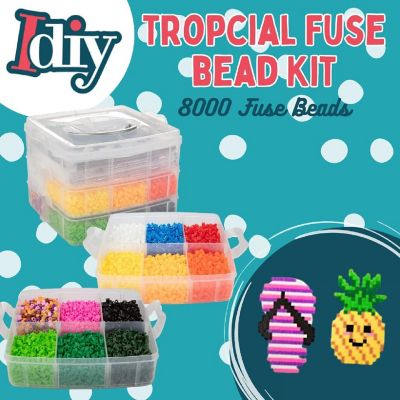 8,000pc Fuse Tropical Kit with Fun Pegboards and Templates - 16 colors Image 1