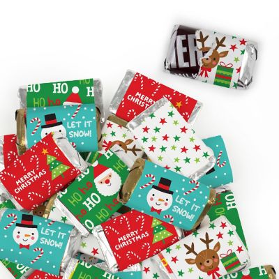 82 Pcs Christmas Candy Party Favors Hershey's Miniatures Chocolate - Santa, Reindeer & Snowman Image 1