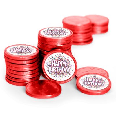 84 Pcs Birthday Candy Party Favors Chocolate Coins By Just Candy - Red Image 1