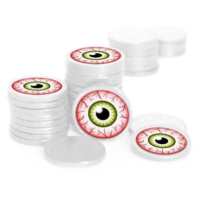 84 Pcs Chocolate Eyeballs Halloween Candy Party Favors Chocolate Coins - White Foil Image 1