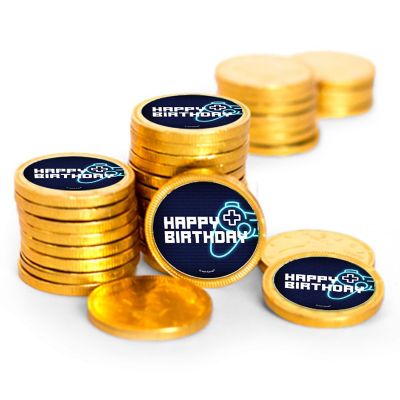 84 Pcs Video Game Kid's Birthday Candy Party Favors Chocolate Coins with Gold Foil Image 1