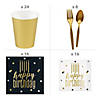 89 Pc. Metallic Happy Birthday Disposable Tableware Kit for 8 Guests Image 1