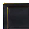 9.5" Black with Gold Square Edge Rim Plastic Dinner Plates (40 Plates) Image 1
